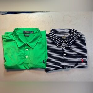Lot of 2 Polo Ralph Lauren performance Poly/Spandex Polo Shirts Mens XL Golf